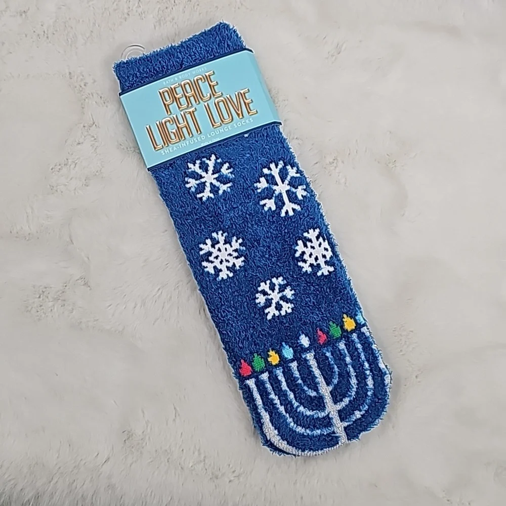 Bath and Body Works Shea-Infused Lounge Socks Peace Light Love Hanukkah